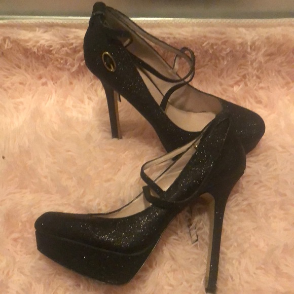 Steve Madden Shoes - BLACK GLITTER PLATFORM STEVE MADDENS!!!!